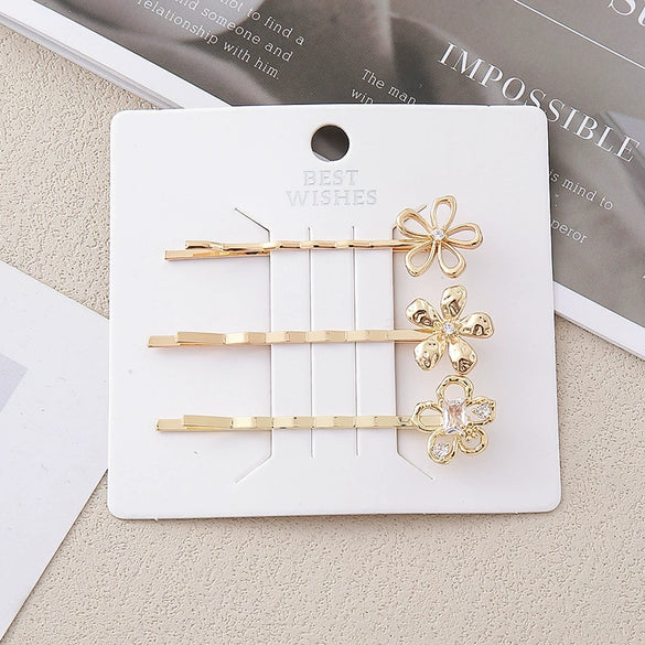 Wholesale Women's Hair Clip Alloy Golden Flower Antique Style Electroplated