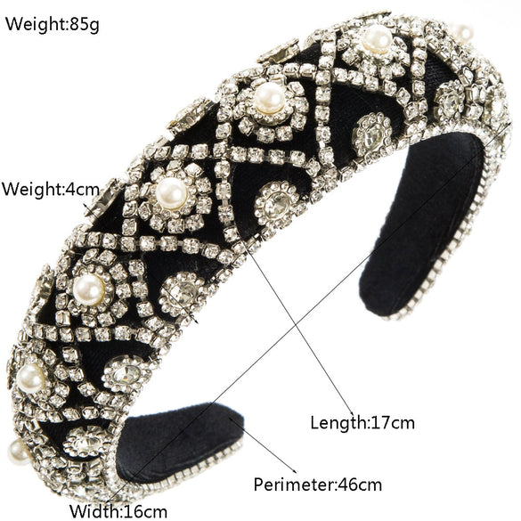Wholesale Women's Hair Hoop Cloth Retro Baroque Heavy Industry Diamond Inlaid Headband Hair Accessories