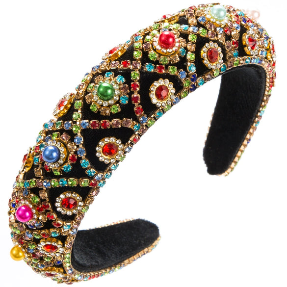 Wholesale Women's Hair Hoop Cloth Retro Baroque Heavy Industry Diamond Inlaid Headband Hair Accessories