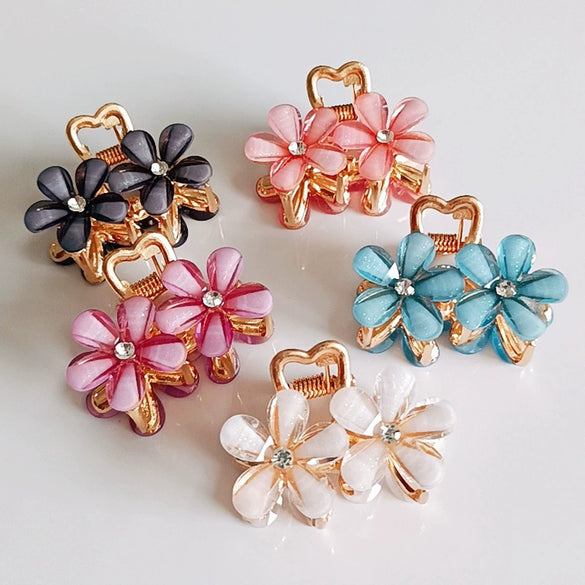 Wholesale Women's Hairpin Alloy Light Luxury Crystal Flower Shark Clip Electroplated