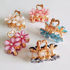 Wholesale Women's Hairpin Alloy Light Luxury Crystal Flower Shark Clip Electroplated