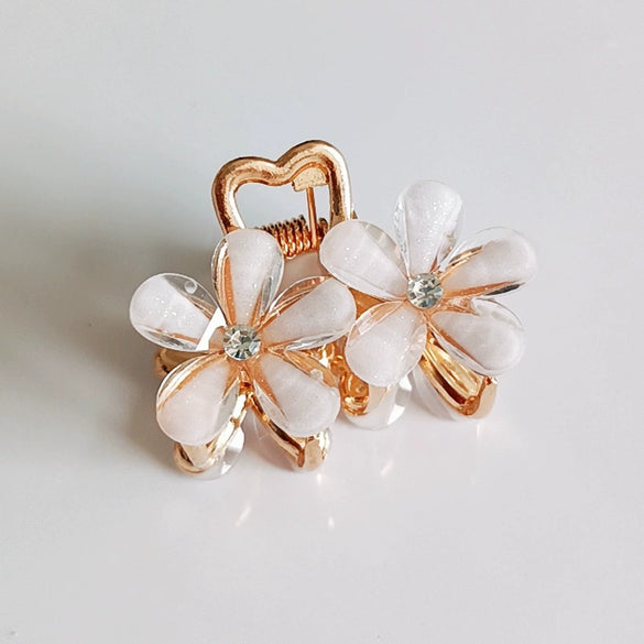 Wholesale Women's Hairpin Alloy Light Luxury Crystal Flower Shark Clip Electroplated