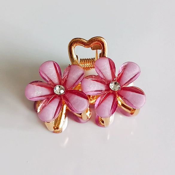 Wholesale Women's Hairpin Alloy Light Luxury Crystal Flower Shark Clip Electroplated