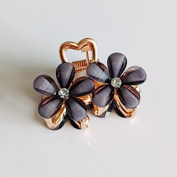 Wholesale Women's Hairpin Alloy Light Luxury Crystal Flower Shark Clip Electroplated