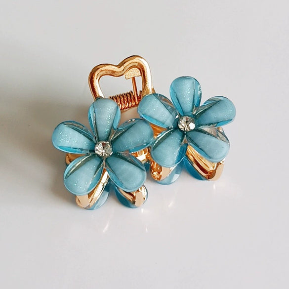 Wholesale Women's Hairpin Alloy Light Luxury Crystal Flower Shark Clip Electroplated