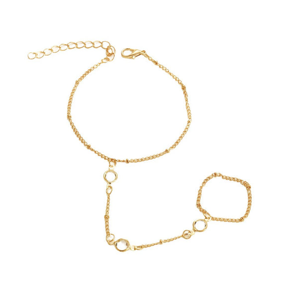 Wholesale Women's Hand Jewelry Alloy Geometric Ring Bracelet Electroplated Design Fashionable Creative Simple Trendy