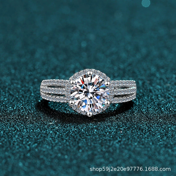 Wholesale Women's Hand Jewelry S925 Sterling Silver Geometric Moissanite Ring