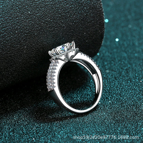 Wholesale Women's Hand Jewelry S925 Sterling Silver Geometric Moissanite Ring