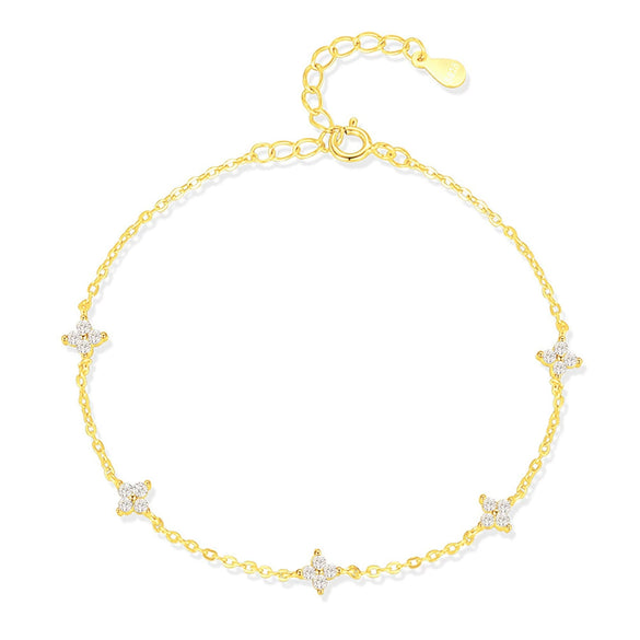 Wholesale Women's Hand Jewelry Set S925 Sterling Silver Fourleaf Clover Pattern Elegant Electroplated Necklace Bracelet Earrings Set