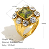 Wholesale Women's Hand Jewelry Stainless Steel 18K Plated Geometric Flowershaped Square Small Round Zirconium Ring Light Luxury Style