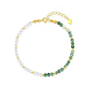Wholesale Women's Hand Knitted Geometric S925 Sterling Silver Natural Water Grass Agate Pearl Bracelet With Little Fresh Style
