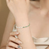 Wholesale Women's Hand Knitted Geometric S925 Sterling Silver Natural Water Grass Agate Pearl Bracelet With Little Fresh Style