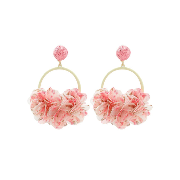 Wholesale Women's Handknitted Yarn Flower Earrings