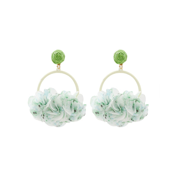 Wholesale Women's Handknitted Yarn Flower Earrings