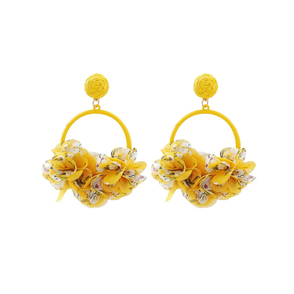Wholesale Women's Handknitted Yarn Flower Earrings