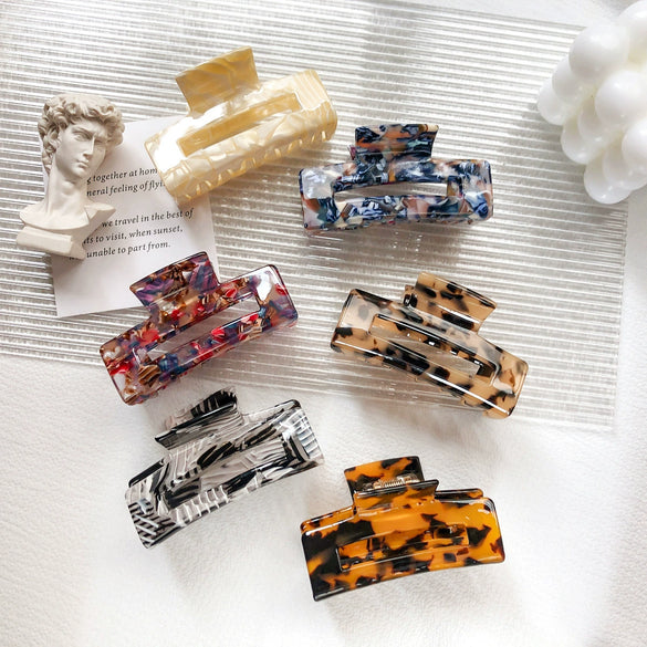 Wholesale Women's Handmade Acetate Sheet Square Hair Grab Clip Elegant Early Spring Hair Accessory
