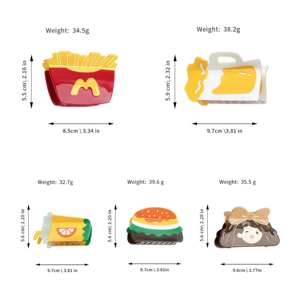 Wholesale Women's Handmade Acetic Acid Cartoon Fruit Food Style Hamburger Hairpin Shark Clip