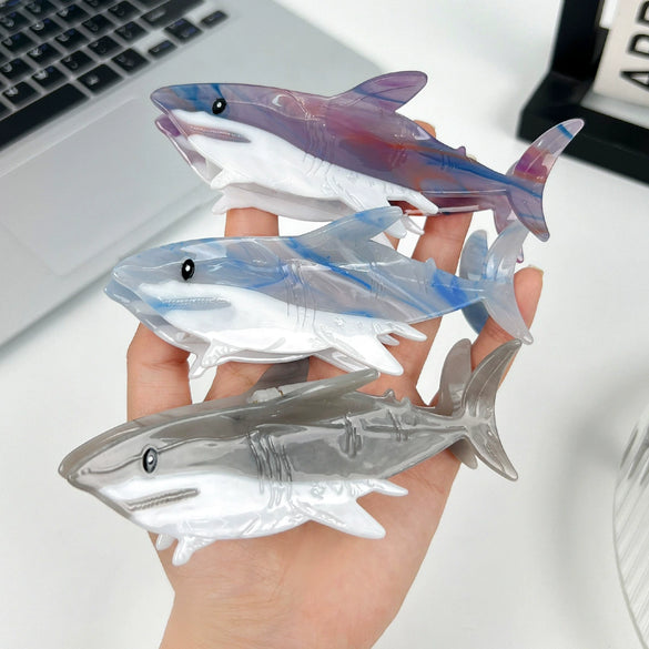 Wholesale Women's Handmade Acetic Acid Hair Accessories Shark Shape Grab Clip