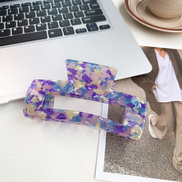 Wholesale Women's Handmade Acetic Acid Plate Shark Hair Grab Clip With Checkerboard Pattern