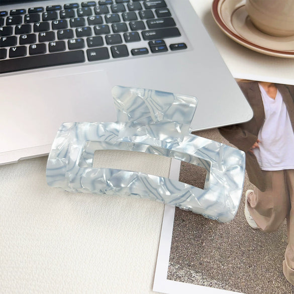 Wholesale Women's Handmade Acetic Acid Plate Shark Hair Grab Clip With Checkerboard Pattern