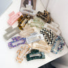 Wholesale Women's Handmade Acetic Acid Plate Shark Hair Grab Clip With Checkerboard Pattern