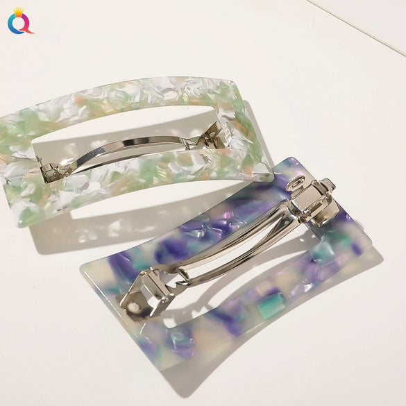 Wholesale Women's Handmade Acetic Acid Plate Square Ponytail Clip