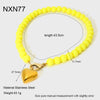 Wholesale Women's Handmade Acrylic Ball Chain Necklace With 18K Gold Plated Heart Stainless Steel Pendant