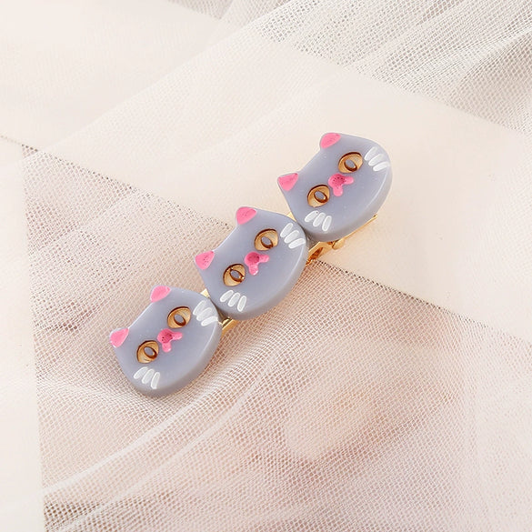 Wholesale Women's Handmade Acrylic Cartoon Cat Hairpin Duckbill Clip Headwear