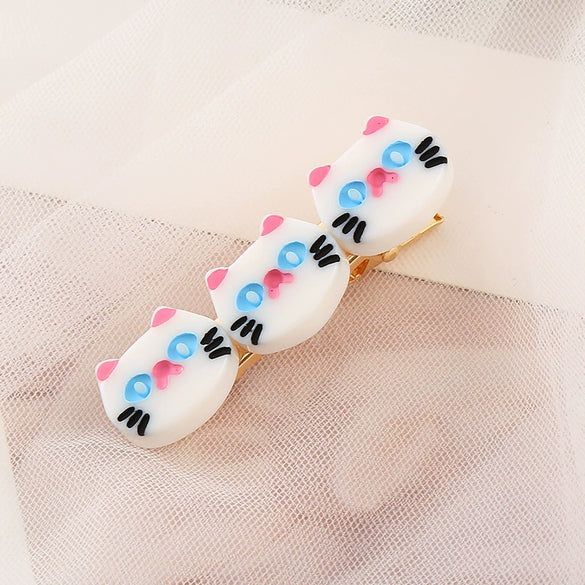 Wholesale Women's Handmade Acrylic Cartoon Cat Hairpin Duckbill Clip Headwear