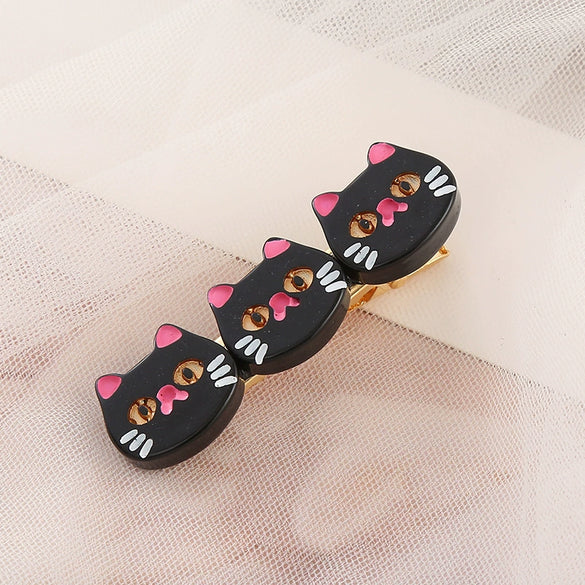 Wholesale Women's Handmade Acrylic Cartoon Cat Hairpin Duckbill Clip Headwear