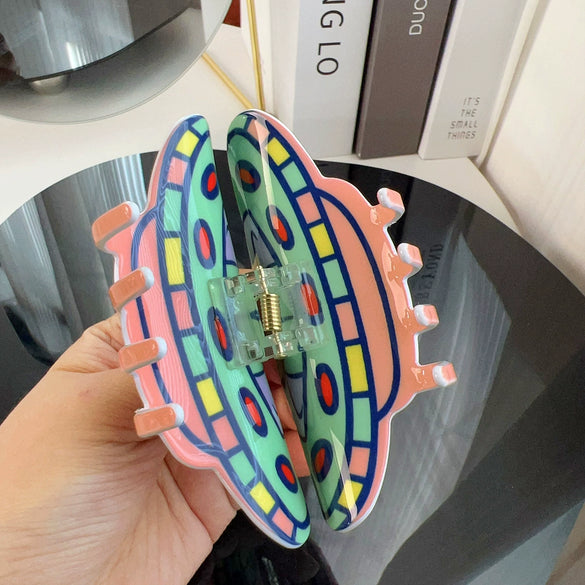 Wholesale Women's Handmade Acrylic Creative Cartoon Animation Alien Spaceship Hairpin