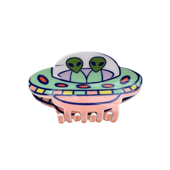 Wholesale Women's Handmade Acrylic Creative Cartoon Animation Alien Spaceship Hairpin