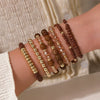 Wholesale Women's Handmade Acrylic Geometric Crystal Beaded Elastic Rope Bracelet Suit