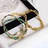 Wholesale Women's Handmade African Turquoise Zircon Beaded Bracelet With Geometric Pattern Retro Style