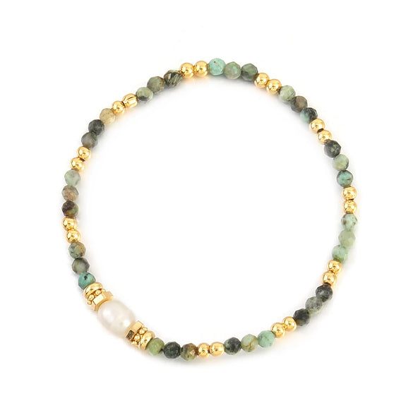 Wholesale Women's Handmade African Turquoise Zircon Beaded Bracelet With Geometric Pattern Retro Style