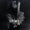 Wholesale Women's Handmade Alloy Pearl Rhinestone Crystal Bridal Jewelry Set With Ball Chain Earrings Necklace