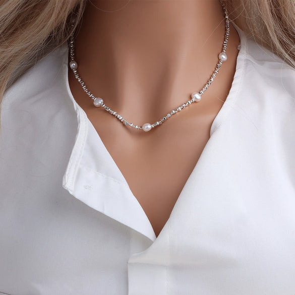 Wholesale Women's Handmade Bead And Pearl Necklace With Rhombus And Geometric Patterns