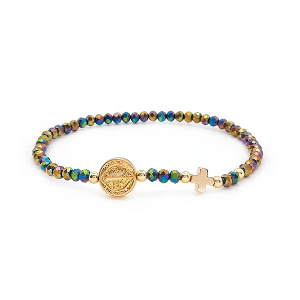 Wholesale Women's Handmade Beaded Bracelet With Artificial Crystal And Geometric Pattern In Retro Style