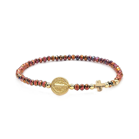 Wholesale Women's Handmade Beaded Bracelet With Artificial Crystal And Geometric Pattern In Retro Style