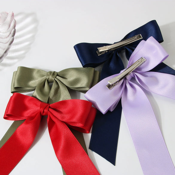 Wholesale Women's Handmade Cloth Doublelayer Bow Duckbill Clip Hair Accessory