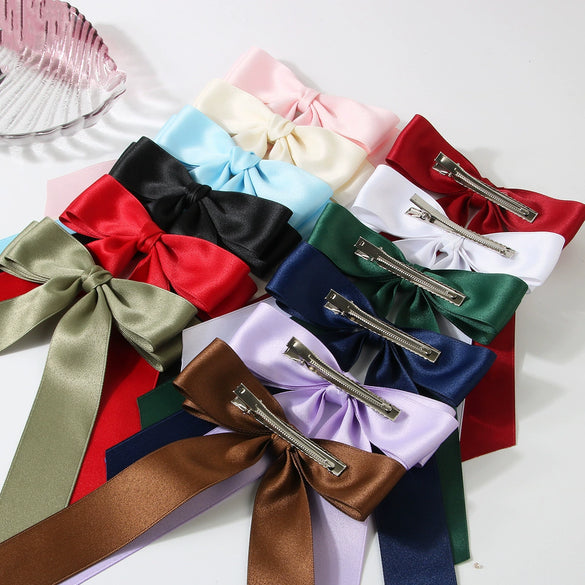 Wholesale Women's Handmade Cloth Doublelayer Bow Duckbill Clip Hair Accessory