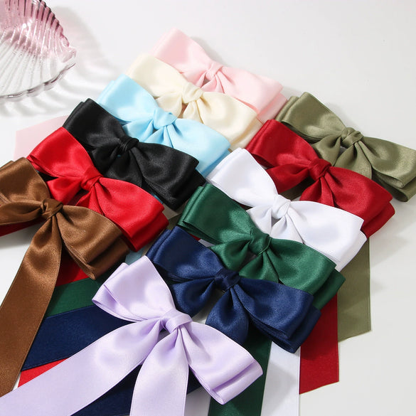 Wholesale Women's Handmade Cloth Doublelayer Bow Duckbill Clip Hair Accessory