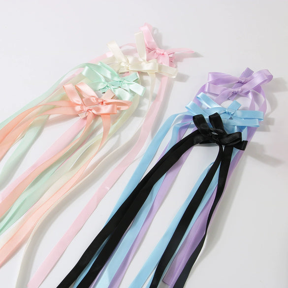 Wholesale Women's Handmade Cloth Duckbill Clip Hair Accessories Long Streamer Bow Hairpin Braided Hair Ribbon Headdress