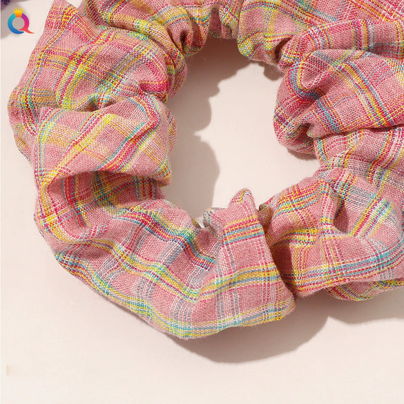 Wholesale Women's Handmade Cloth Hair Ring With Floral Plaid Pattern In Pastoral Style