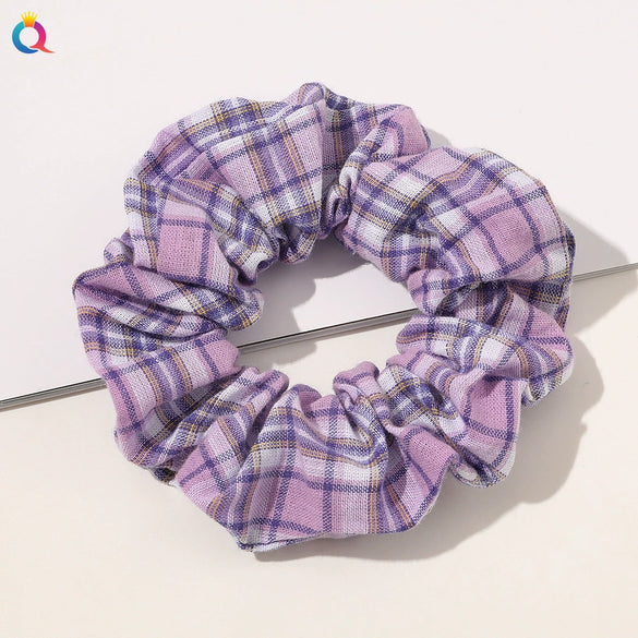 Wholesale Women's Handmade Cloth Hair Ring With Floral Plaid Pattern In Pastoral Style