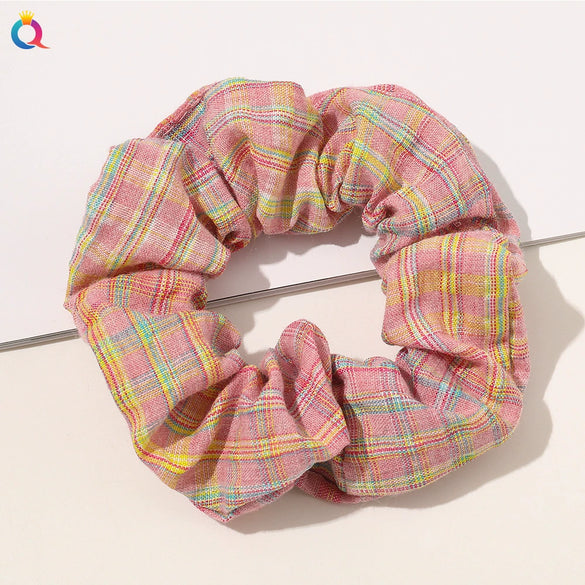 Wholesale Women's Handmade Cloth Hair Ring With Floral Plaid Pattern In Pastoral Style