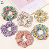 Wholesale Women's Handmade Cloth Hair Ring With Floral Plaid Pattern In Pastoral Style