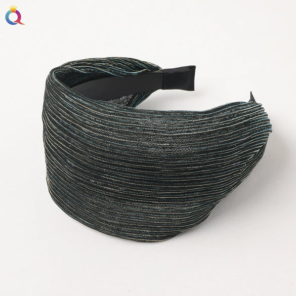 Wholesale Women's Handmade Cloth Widebrimmed Toothed Solid Color Hair Band Hair Accessories