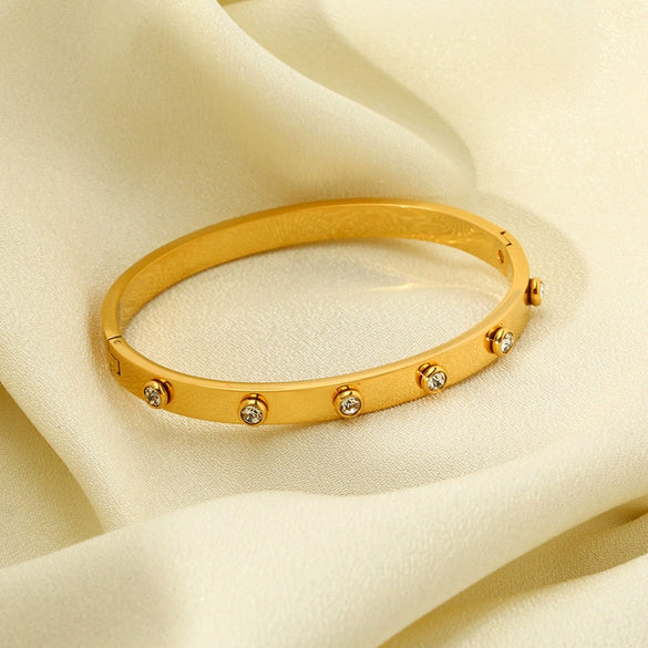 Wholesale Women's Handmade Diamond Buckle Stackable Bracelet In Stainless Steel