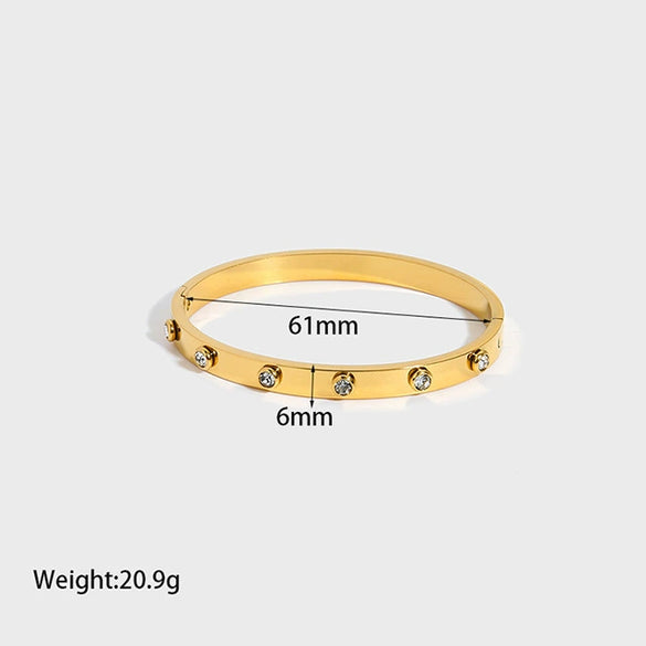 Wholesale Women's Handmade Diamond Buckle Stackable Bracelet In Stainless Steel